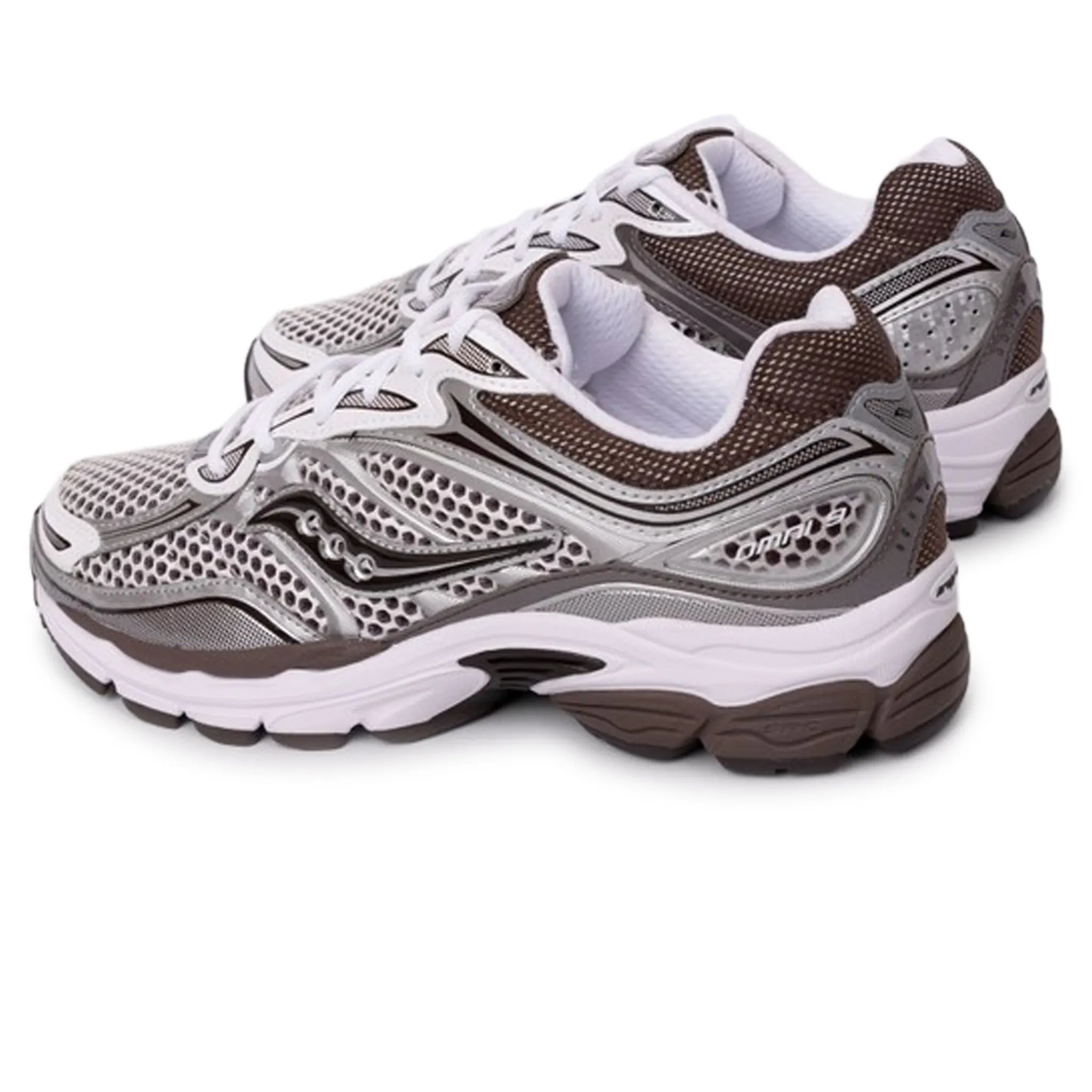 Back Side View of Saucony Pro Grid Omni 9 Silver Brown